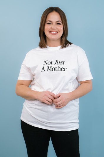"NOT JUST A MOTHER" WHITE SLOGAN TEE