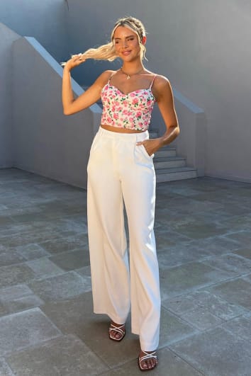 PERRIE SIAN WHITE TAILORED WIDE LEG TROUSERS