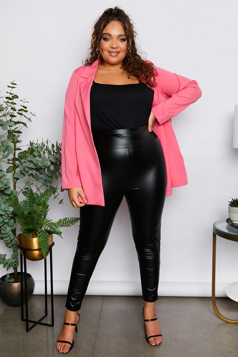 beviser Advarsel albue Alison Hammond Black Leather Look Leggings With Elastic Waist Detail | In  The Style USA