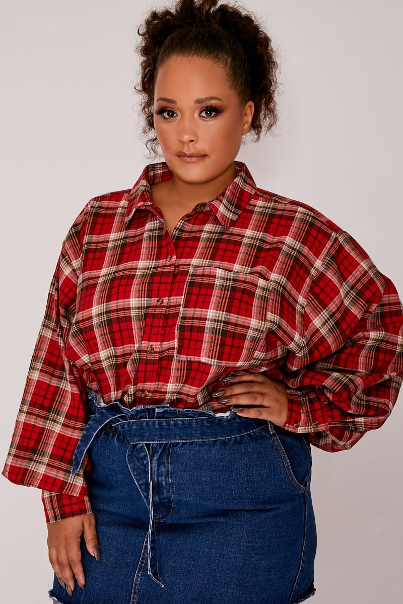 CURVE RED OVERSIZED CHECKED SHIRT