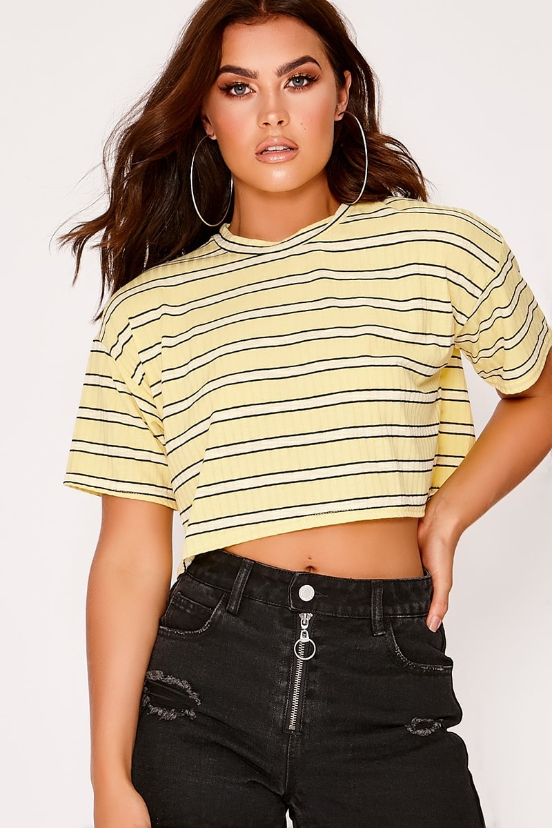 lemon stripe cropped t-shirt