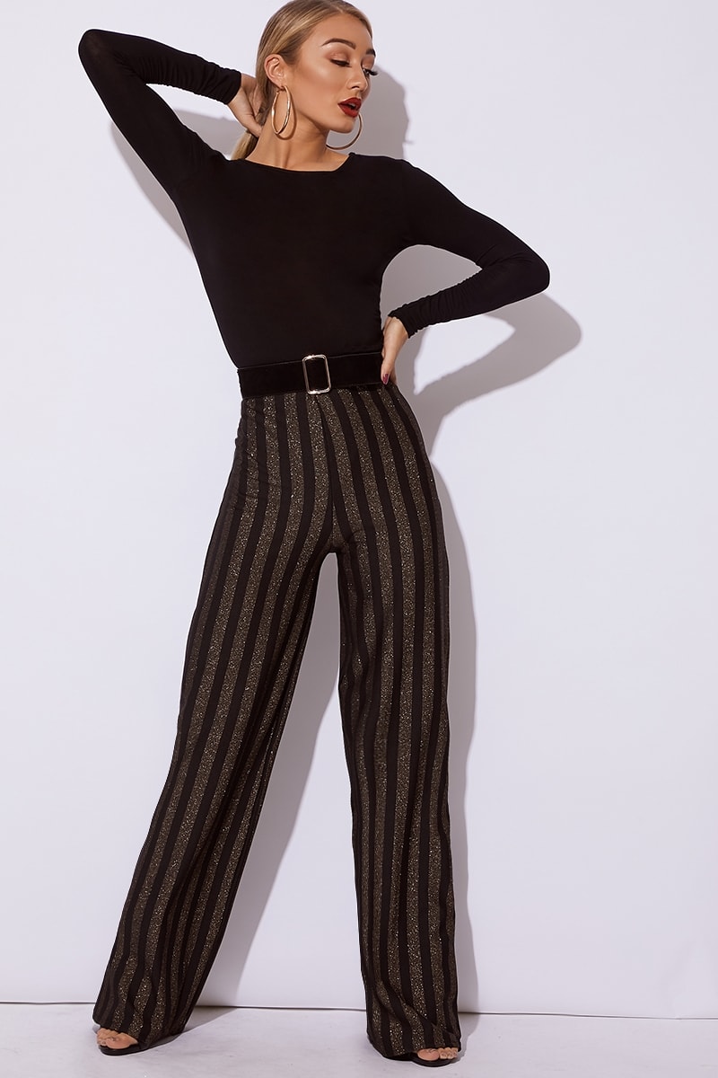 Yelete Black  Gold Stripe Leggings  Women  Best Price and Reviews   Zulily