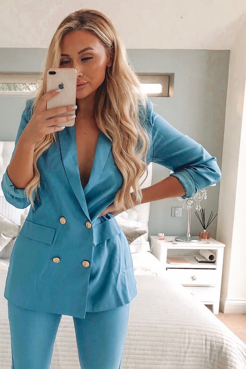 blue double breasted blazer