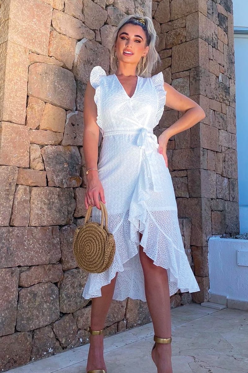 Billie Faiers White Broderie Wrap Front ...