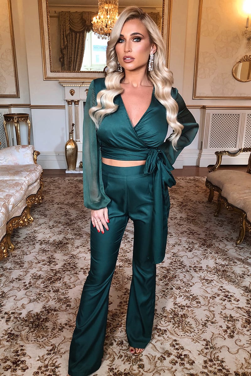 BILLIE FAIERS GREEN FIT AND FLARE CO-ORD TROUSER