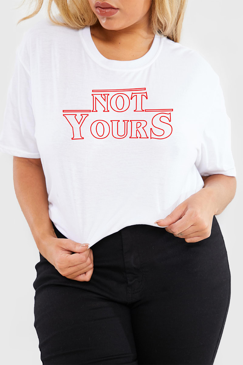 CURVE CHARLOTTE CROSBY WHITE 'NOT YOURS' SLOGAN T SHIRT