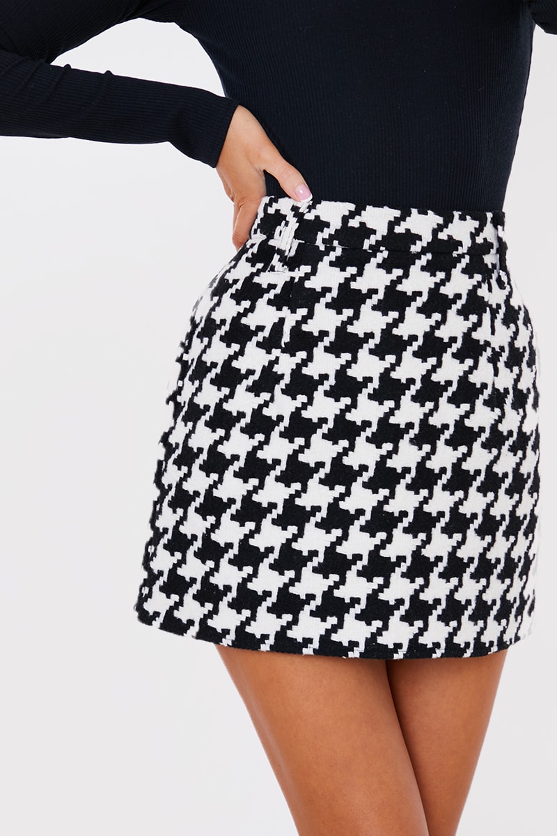 Sage Micro-Houdstooth Skirt