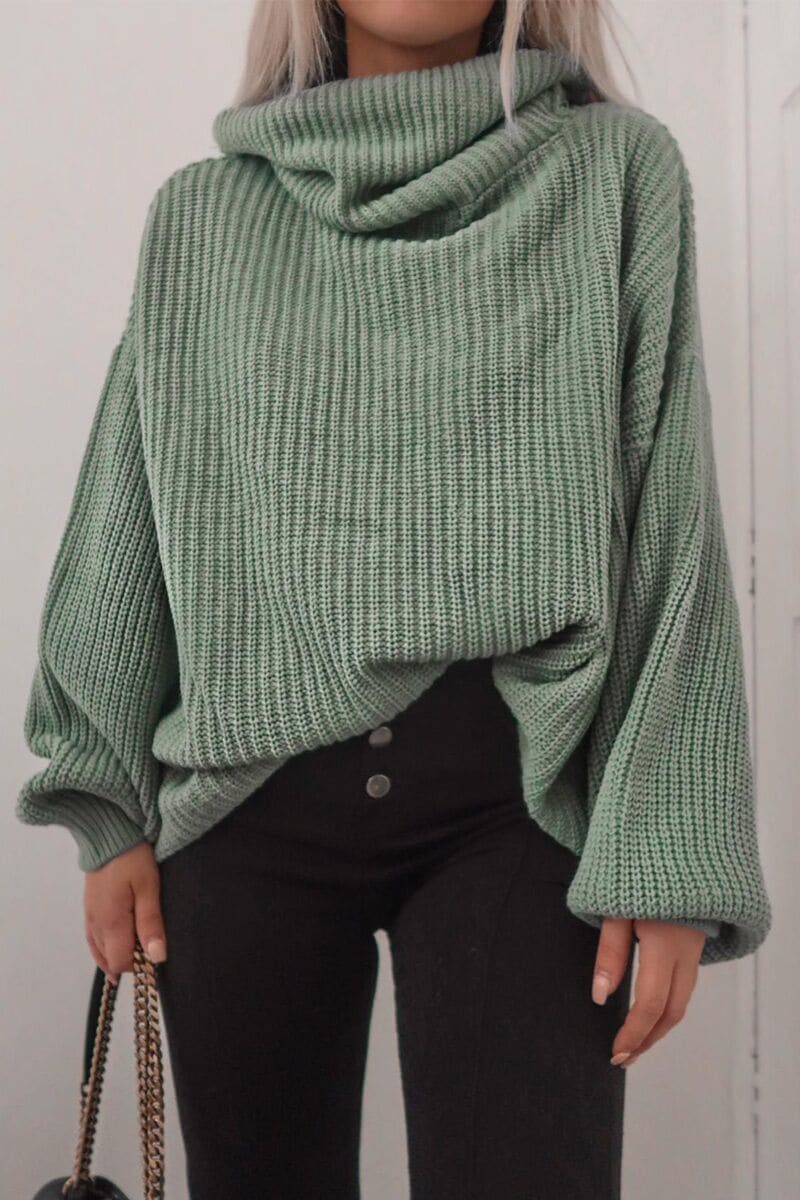 FASHION INFLUX MINT ROLL NECK SLOUCHY JUMPER