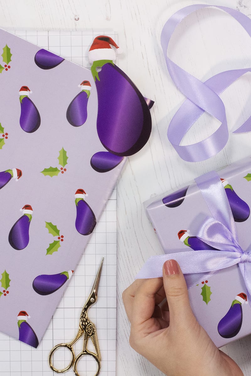 GINGER RAY AUBERGINE CHRISTMAS WRAPPING PAPER KIT