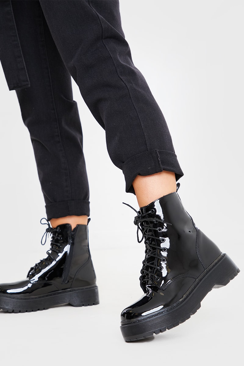 black patent ankle boots australia