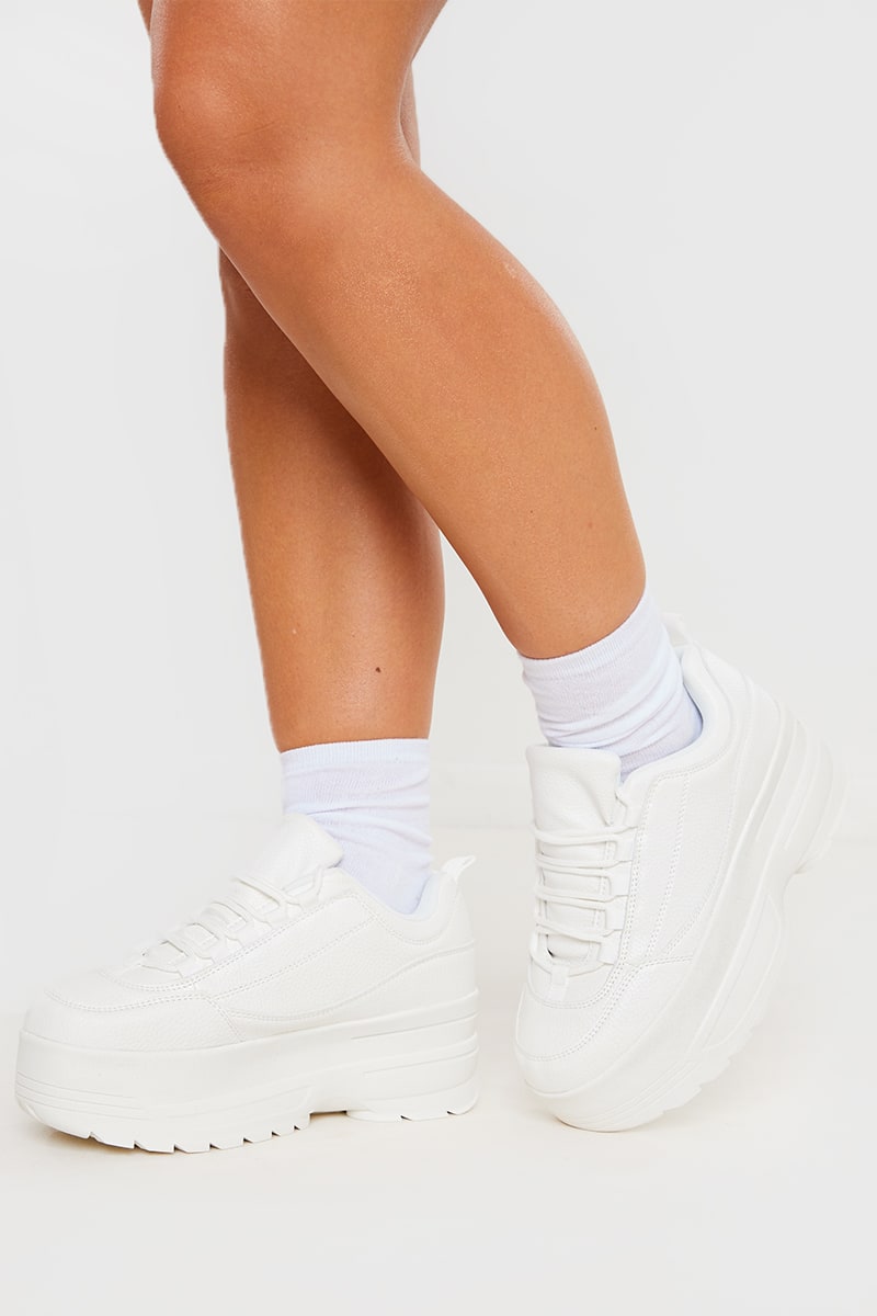 White Chunky Platform Trainers | In The 