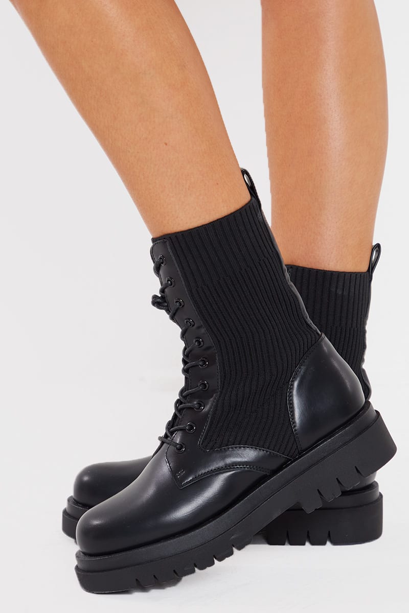 BLACK LACE UP BOOTS