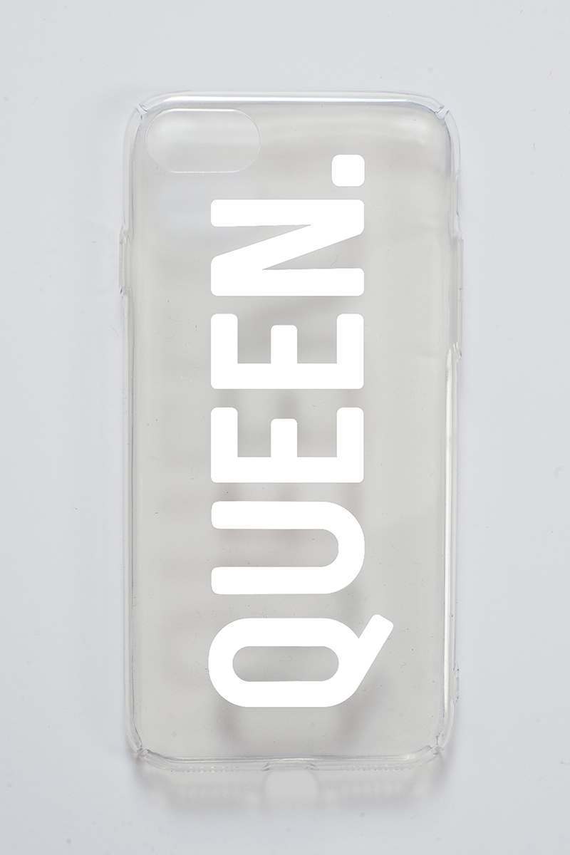 clear slogan 'queen' phone case