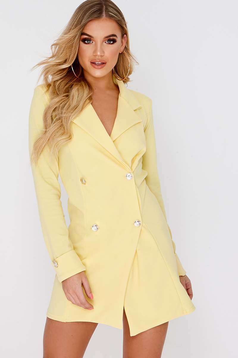 yellow gold button blazer dress