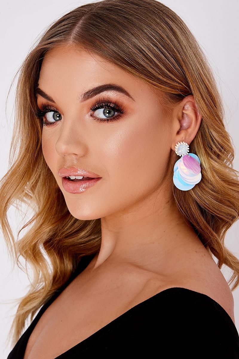 WHITE HOLOGRAPHIC EARRINGS 