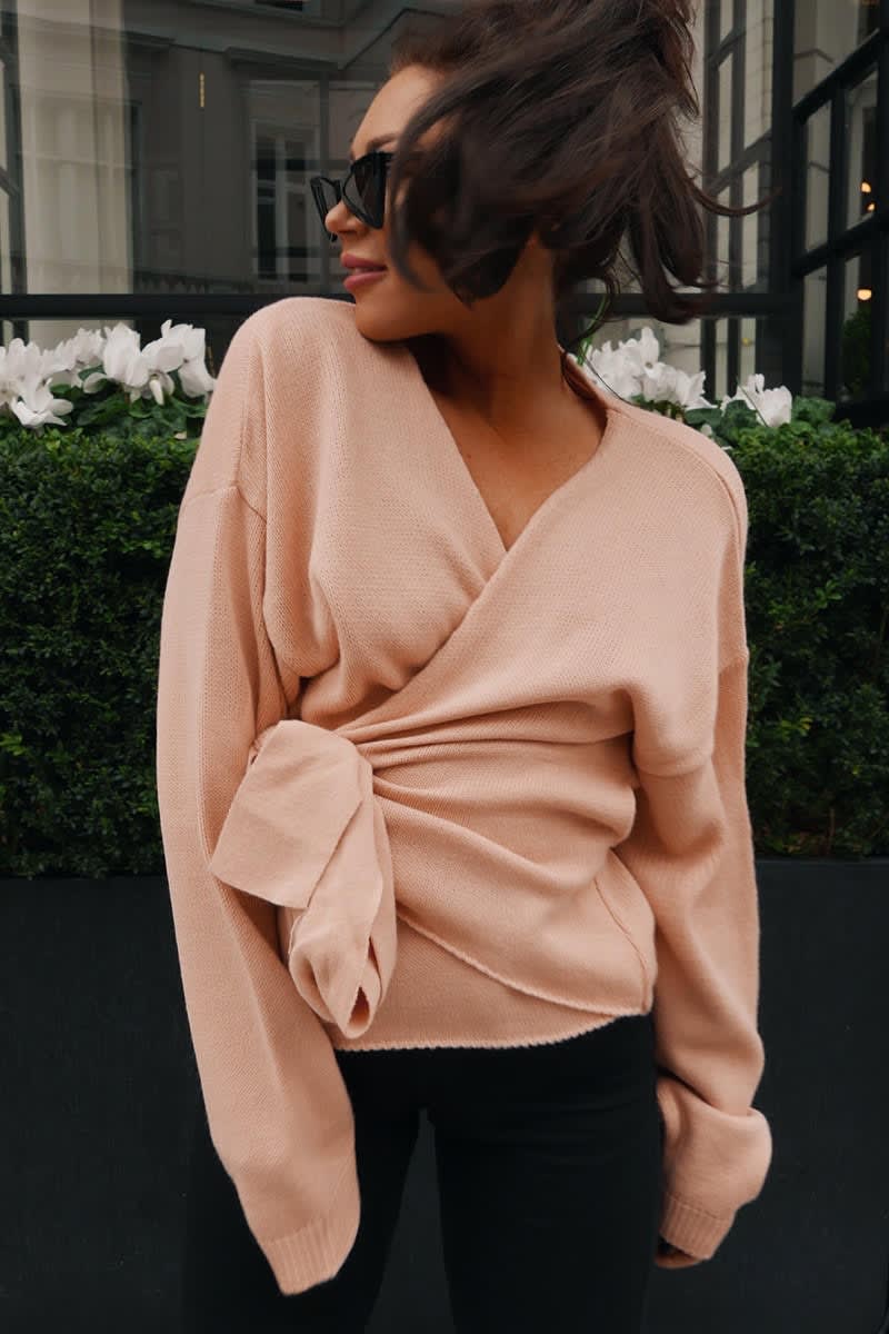 LORNA LUXE 'BUT FIRST' BLUSH WRAP CARDIGAN