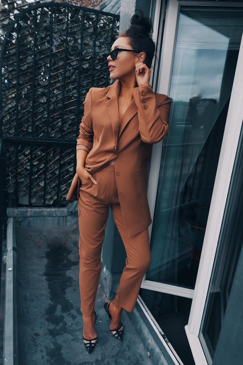LORNA LUXE 'ALREADY TAKEN' TAN TAILORED CO-ORD TROUSERS