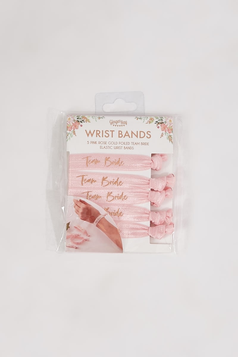 GINGER RAY PINK 5 PACK TEAM BRIDE WRIST BANDS 