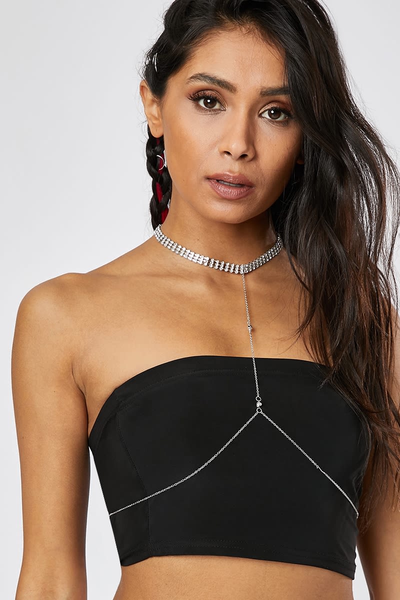 SILVER CHOKER AND NECKLACE