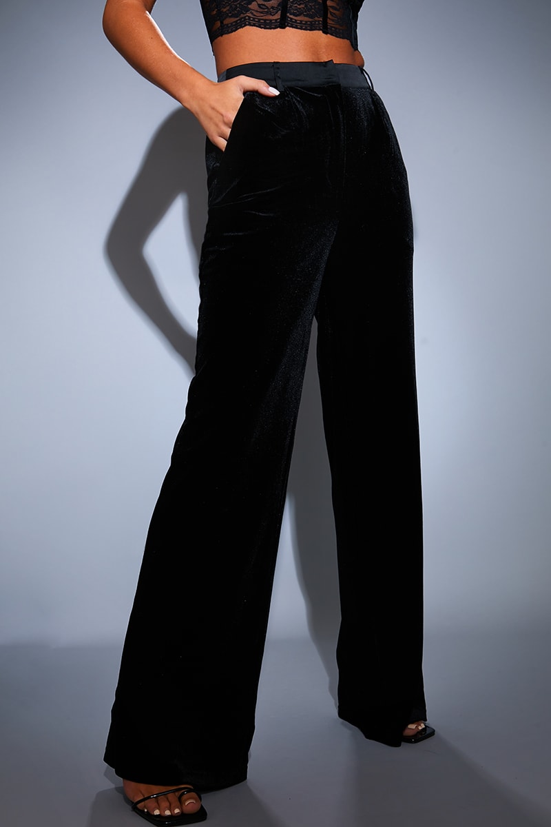Global Republic Trousers and Pants  Buy Global Republic Women Straight Fit  Ankle Length Black Striped Foil Printed Velvet Trousers Online  Nykaa  Fashion