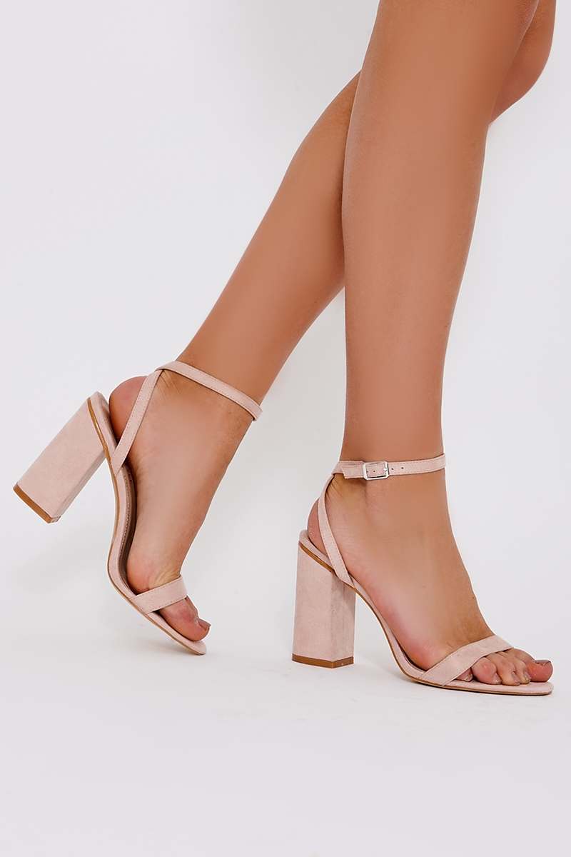 Muddy Disagreement Mellow Nude Faux Suede Barely There Block Heels | In The Style