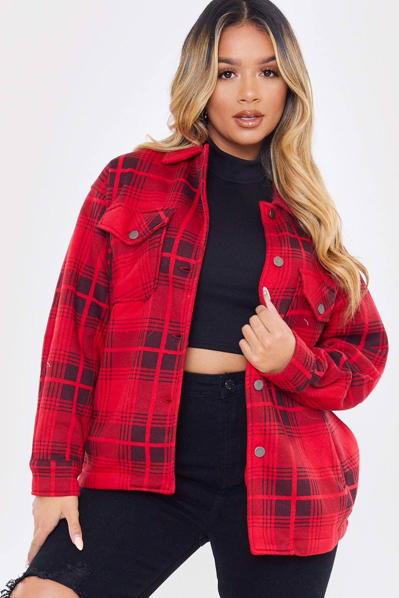 Red Checked Shacket | In The Style Australia